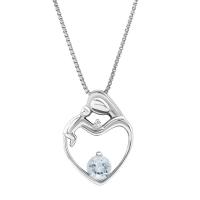 Akvamarínový náhrdelník matka a dítě s diamantem Ella