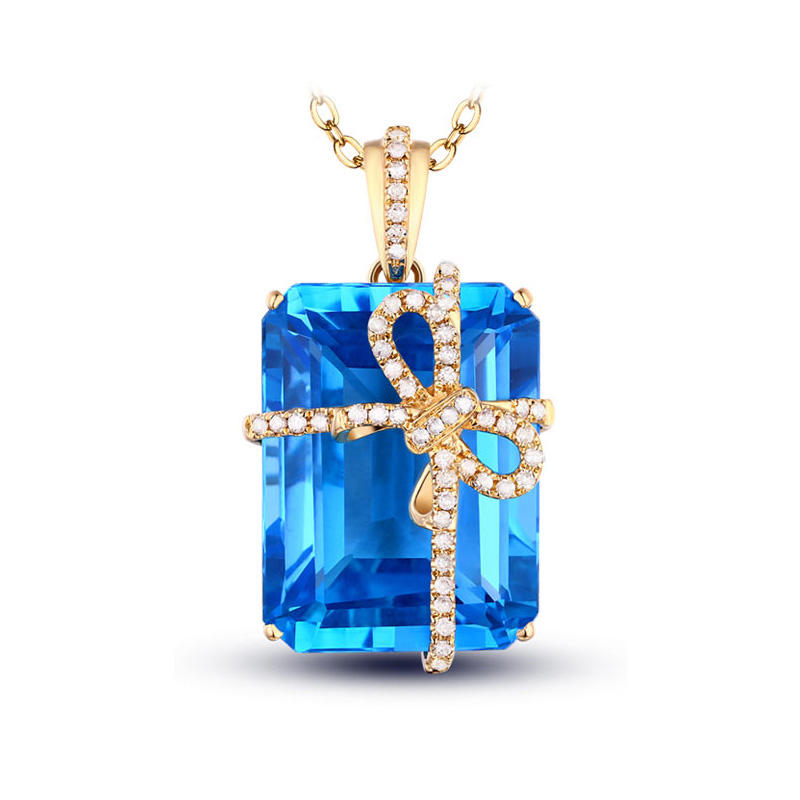 Topazový dárek ve zlatém náhrdelníku s diamanty Zareen