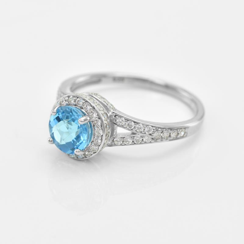 Stříbrný prsten s topazem a zirkony Alyf 18238