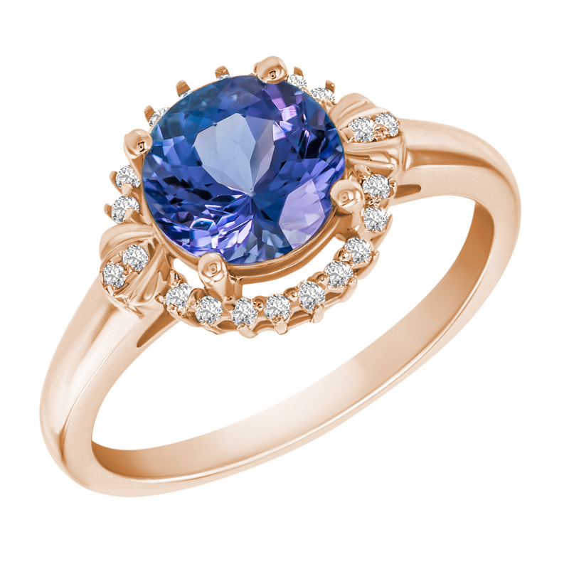 Tanzanitový zlatý prsten s diamanty Evly 18508