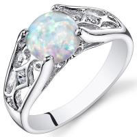 Stříbrný prsten s okrouhlým opálem a zirkony Wyla