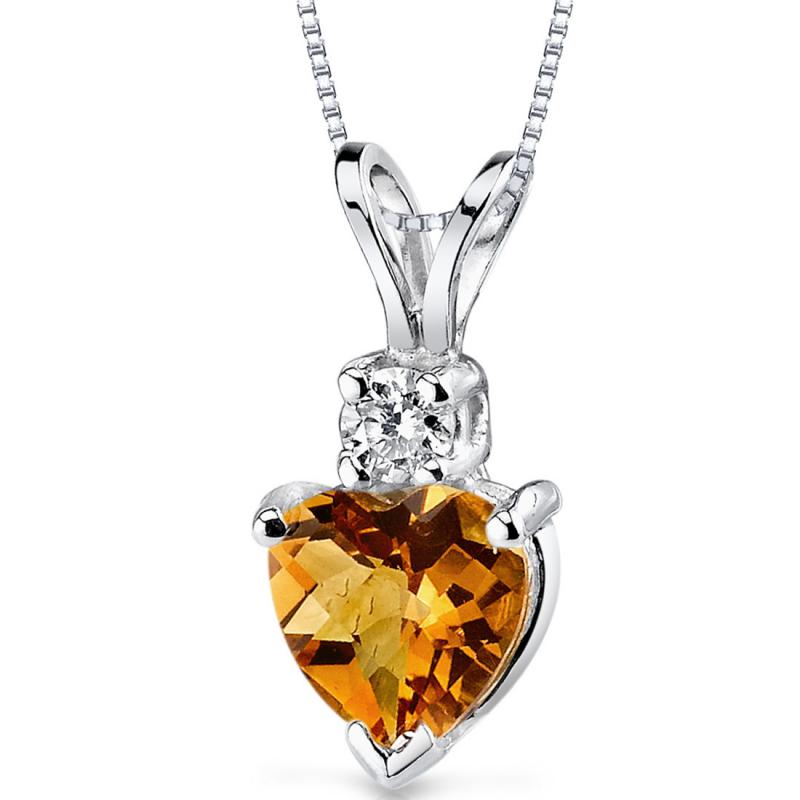 Citrínové srdce ve zlatém náhrdelníku s diamantem Munrey
