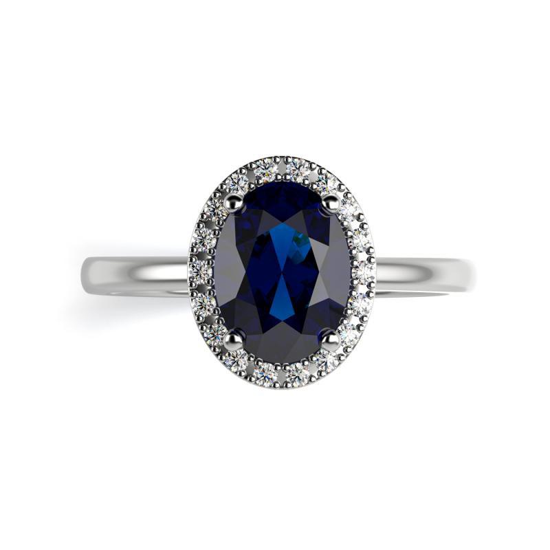 Modrý safír v platinovém prsteni 23828