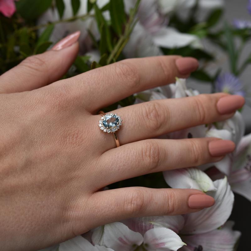 Akvamarínový prsten s diamanty Sajani