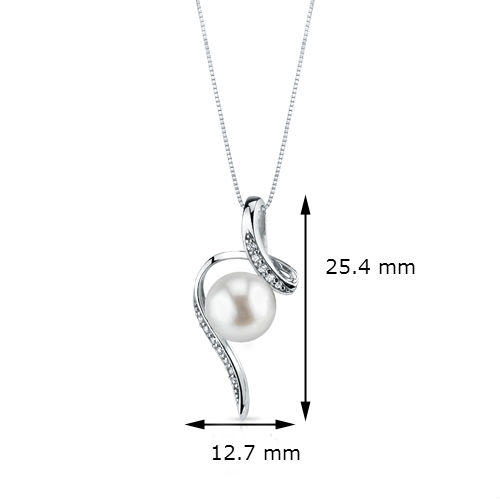 Stříbrný náhrdelník s perlou a zirkony 2778