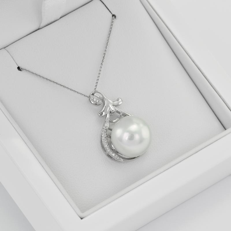 Zlatý náhrdelník s bílou perlou 29448