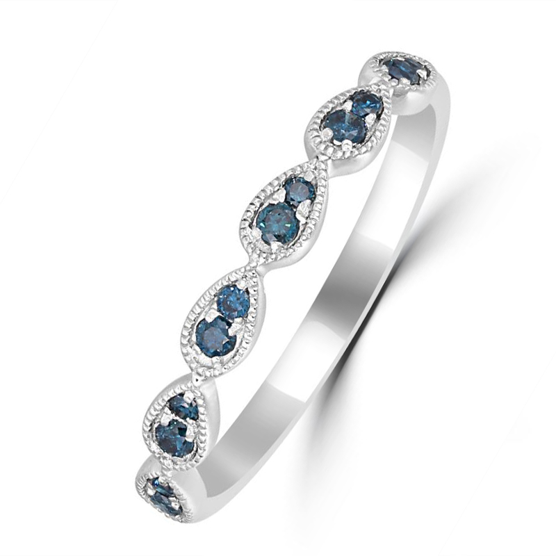 Dámský prsten s modrými diamanty a pánský komfortní 30788