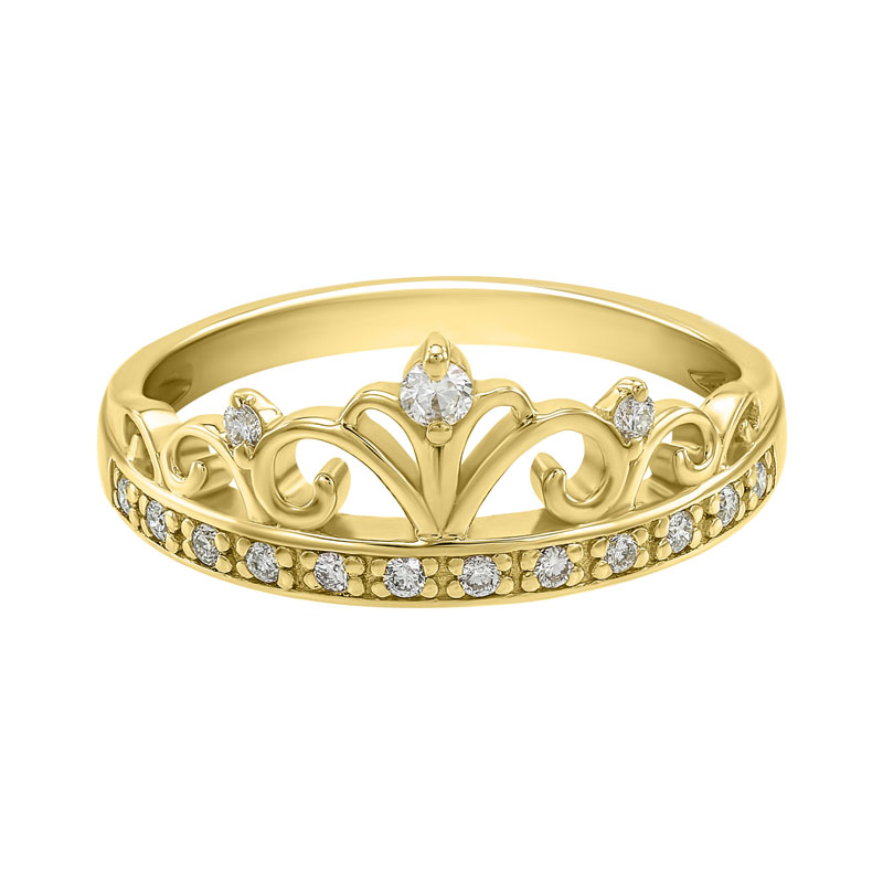 Zlatý prsten s diamanty ve tvaru korunky