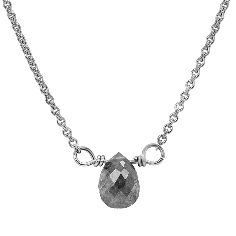 Zlatý náhrdelník s šedou diamantovou kapkou Vebrina