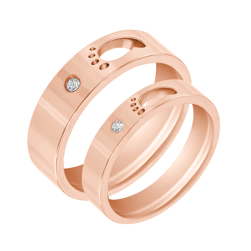 Snubní prsteny z růžového zlata s diamanty