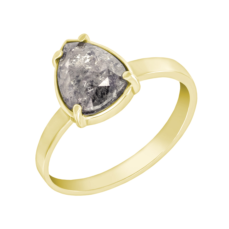 Prsten ze žlutého zlata s pear diamantem 34308