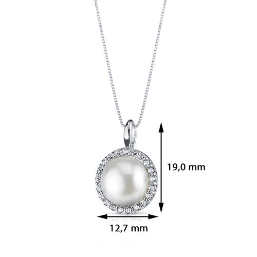 Stříbrný náhrdelník s perlou a zirkony 3458