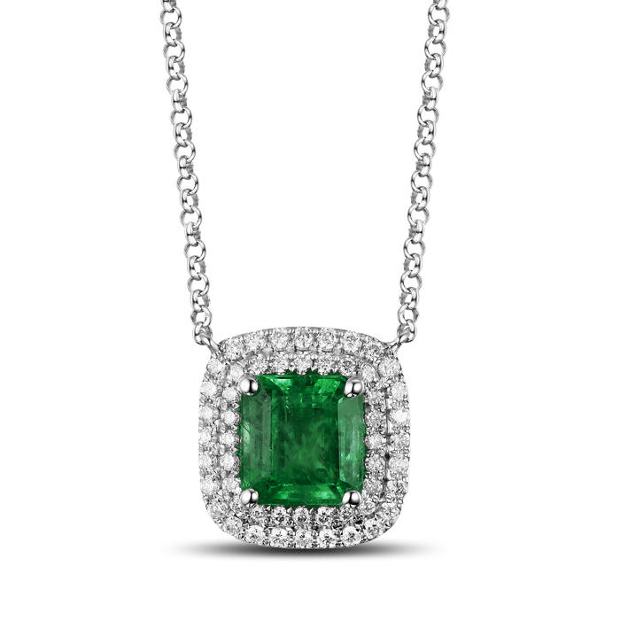 Zlatý náhrdelník se smaragdem a diamanty Irene
