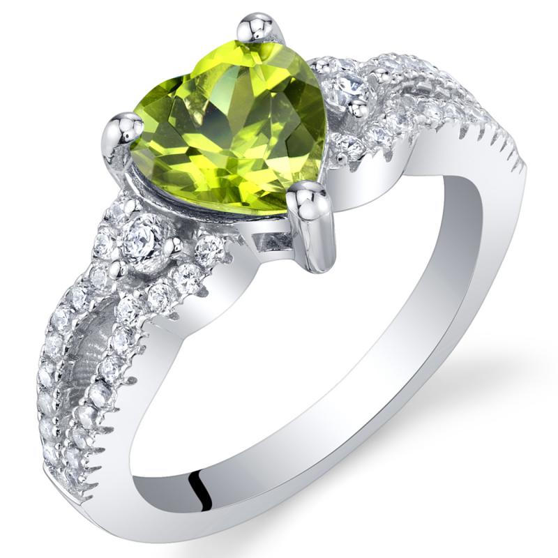Olivínový stříbrný prsten