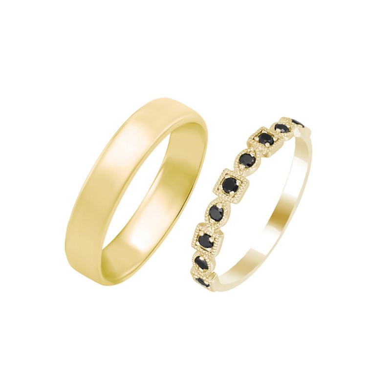 Pánský komfortní prsten a zlatý vintage prsten