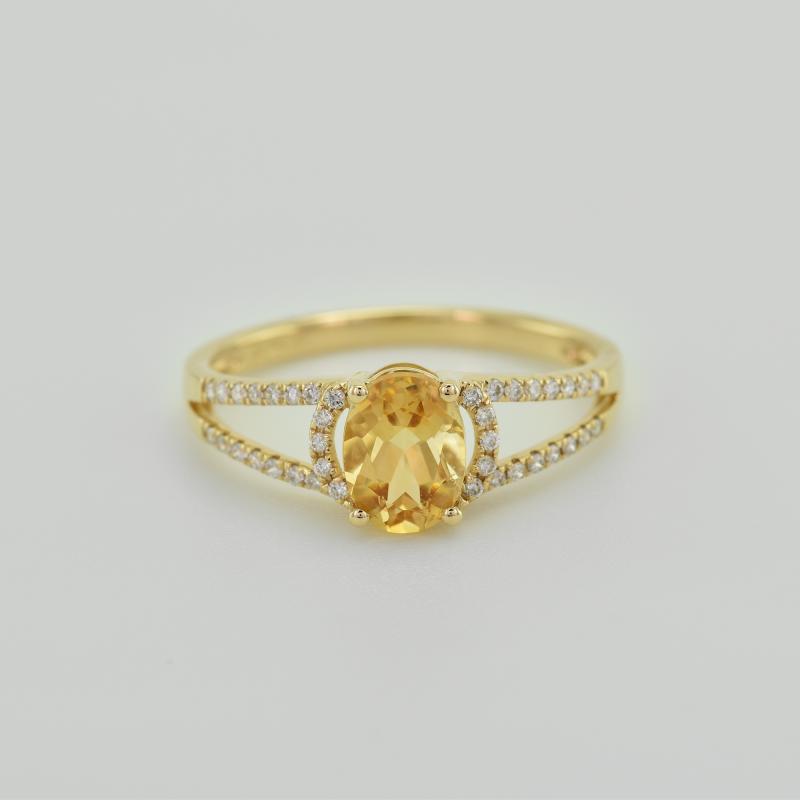Zlatý citrínový prsten 38408
