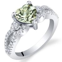 Srdíčkový zelený ametyst ve stříbrném prstenu Phobeus