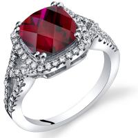 Stříbrný prsten s rubínem a zirkony Renal