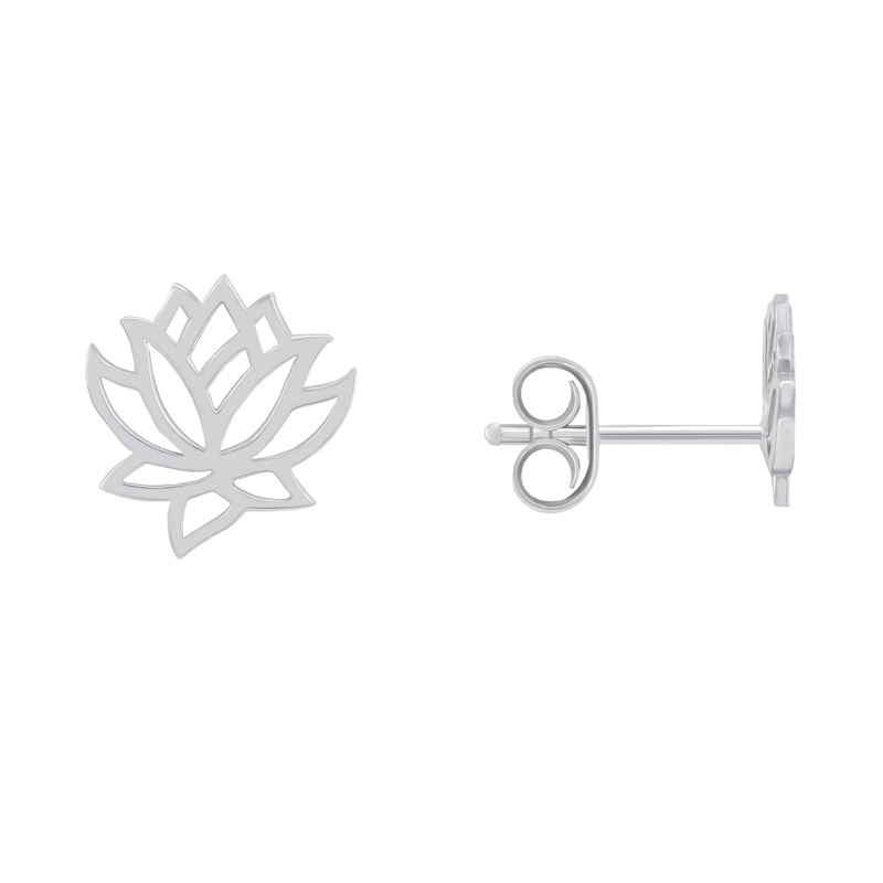 náušnice s květy lotosu ze stříbra 42098