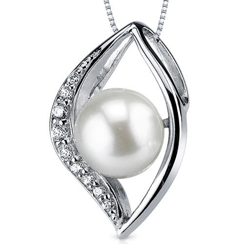 Stříbrný náhrdelník s perlou a zirkony 4238