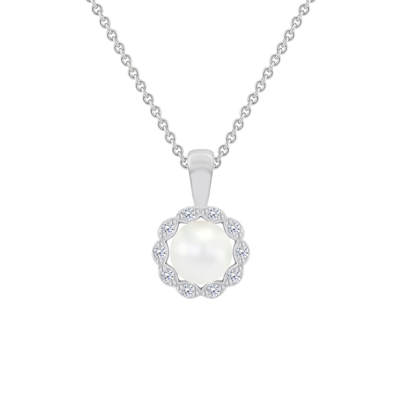 Eppi Zlatý halo náhrdelník s perlou a diamanty Maviga P37461