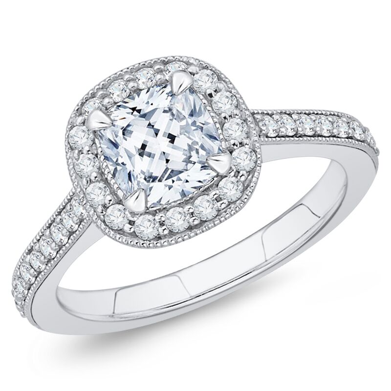 Zásnubní prsten v halo stylu s diamanty