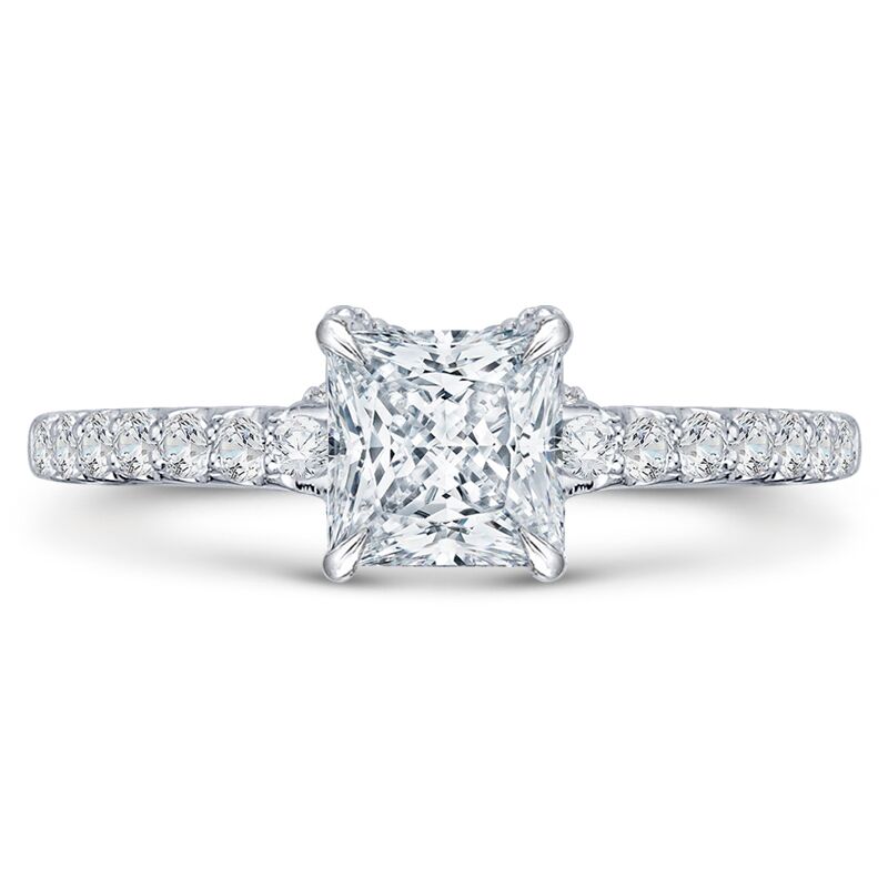Zlatý zásnubní prsten s princess diamantem 46378