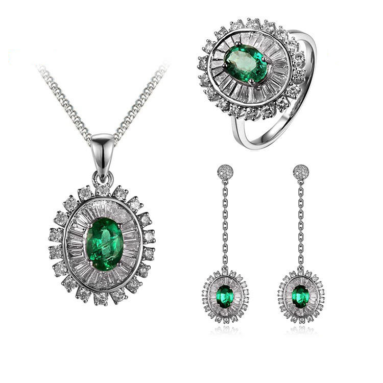 Luxusní smaragdová souprava s diamanty