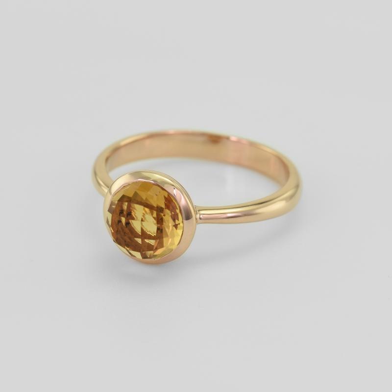 Minimalistický prsten ze zlata s citrínem 49958