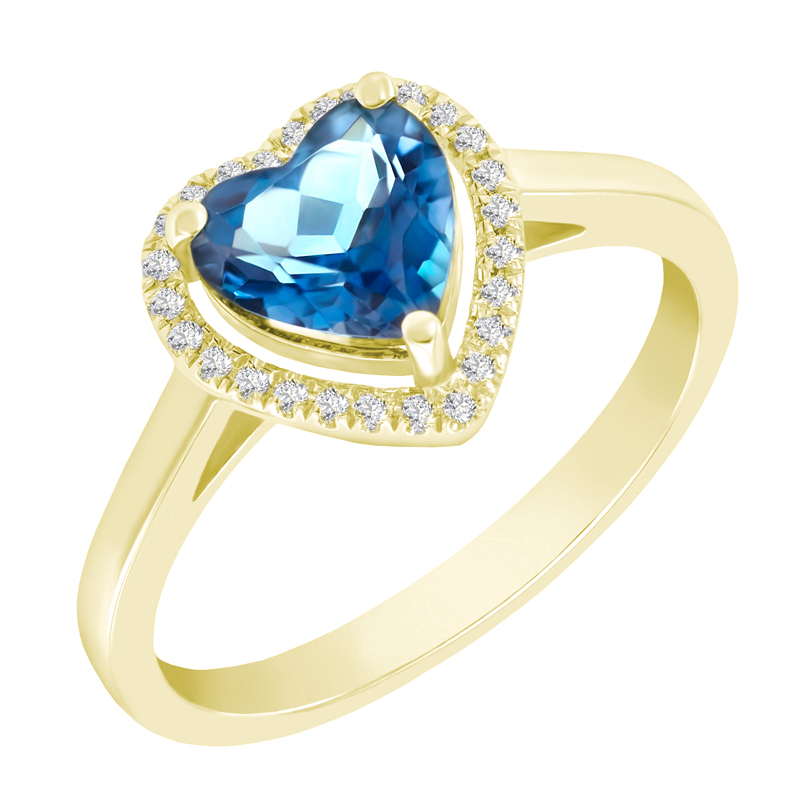 Zlatý topazový prsten s diamanty 5058