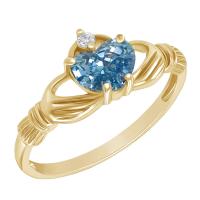 Zlatý claddagh prsten s topazem a diamantem Mariya