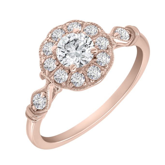 Zásnubní prsten z růžového zlata s GIA 0.40 VS2 K diamantom Romanza