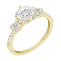 Zlatý zásnubní prsten s moissanity a diamanty Wirk