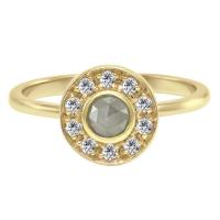 Zlatý halo prsten s routovým diamantem Estella