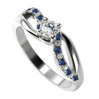 Zásnubní prsten s diamanty a safíry Luane