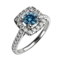 Zásnubní zlatý prsten s modrým a bílými diamanty Guale 