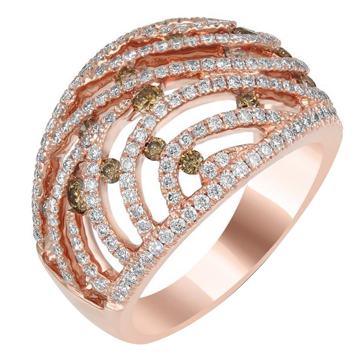 Originální prsten z růžového zlata s diamanty Rosanda