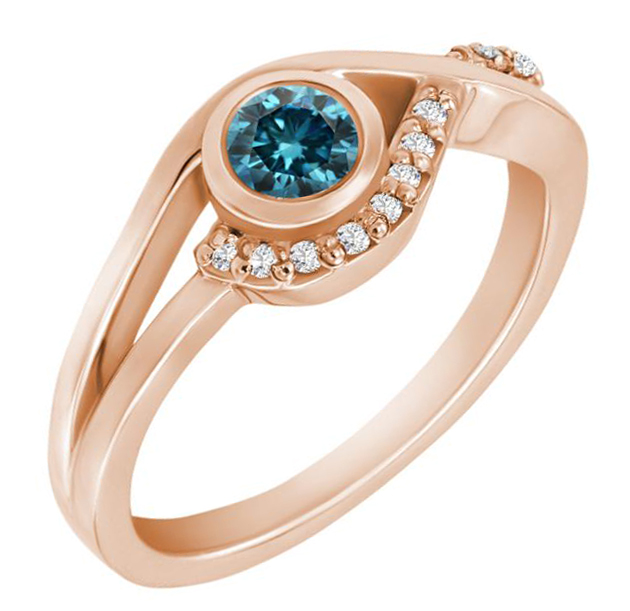 Zlatý prsteň s modrým diamantom 60448