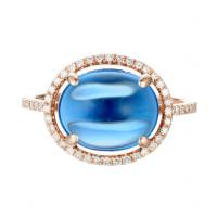 Modrý topaz a růžové zlato v diamantovém prstenu Jacquelle