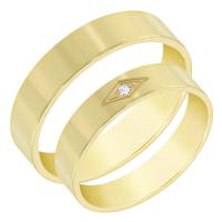 Ploché snubní prsteny ze zlata s diamantem Gaspar
