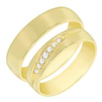 Zlaté komfortní snubní prsteny s diamanty Lucian
