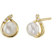 Romantické zlaté náušnice s perlami a zirkony Clia