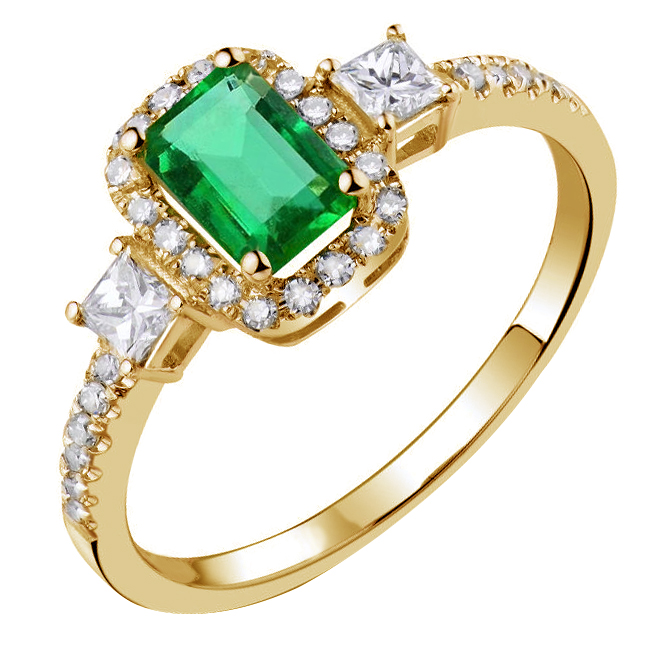 Zlatý prsten s emerald smaragdem 
