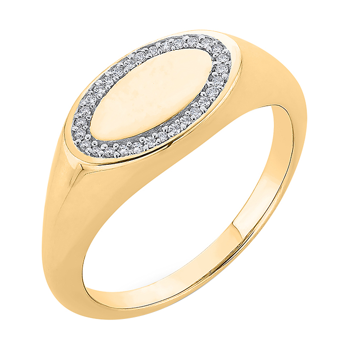 Zlatý oválný pečetní prsten s diamanty