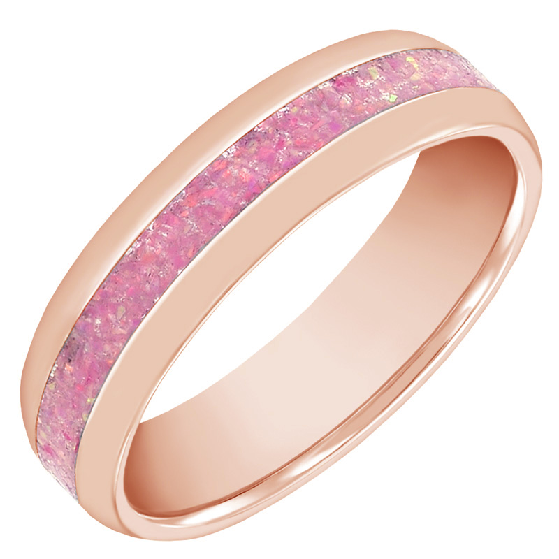 Zlaté snubní prsteny s růžovou opálovou výplní Paole 68208