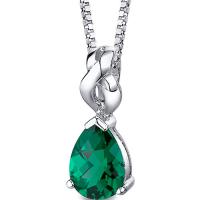 Stříbrný náhrdelník se simulovanou smaragdovou slzou Shrimati