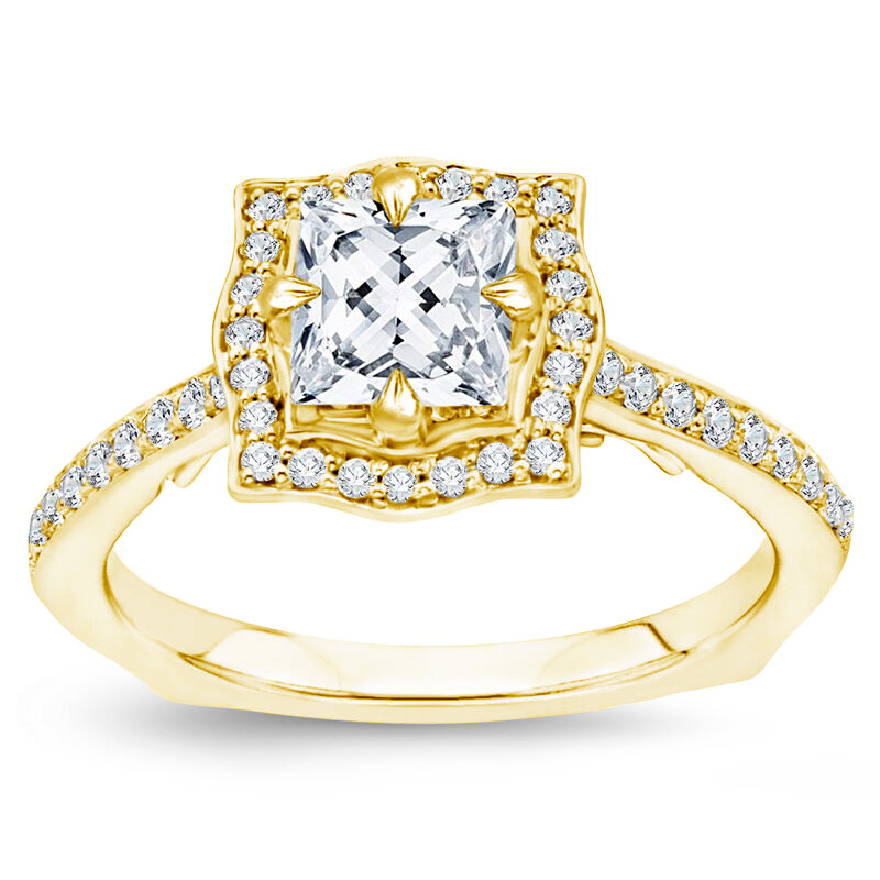 Zlatý diamantový prsten pro zásnuby 75958