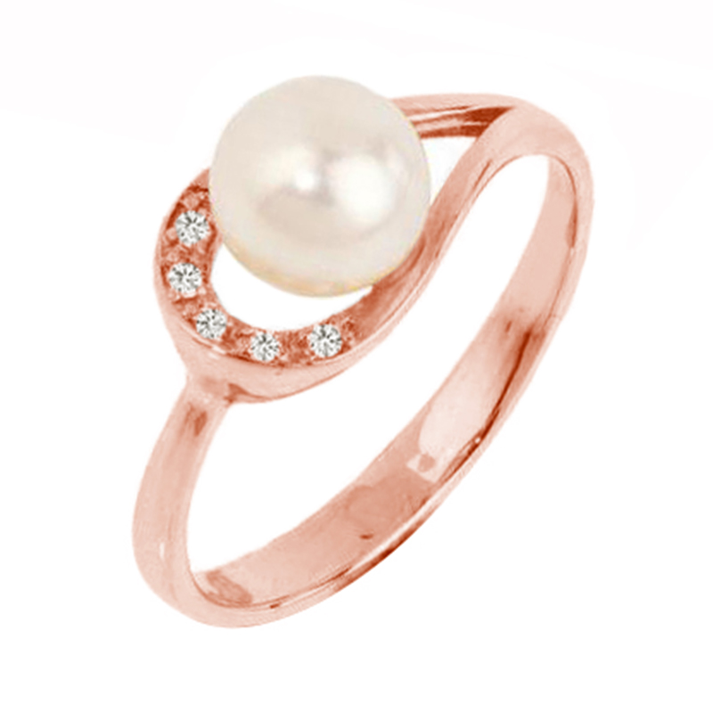 Perlový prsten z růžového zlata