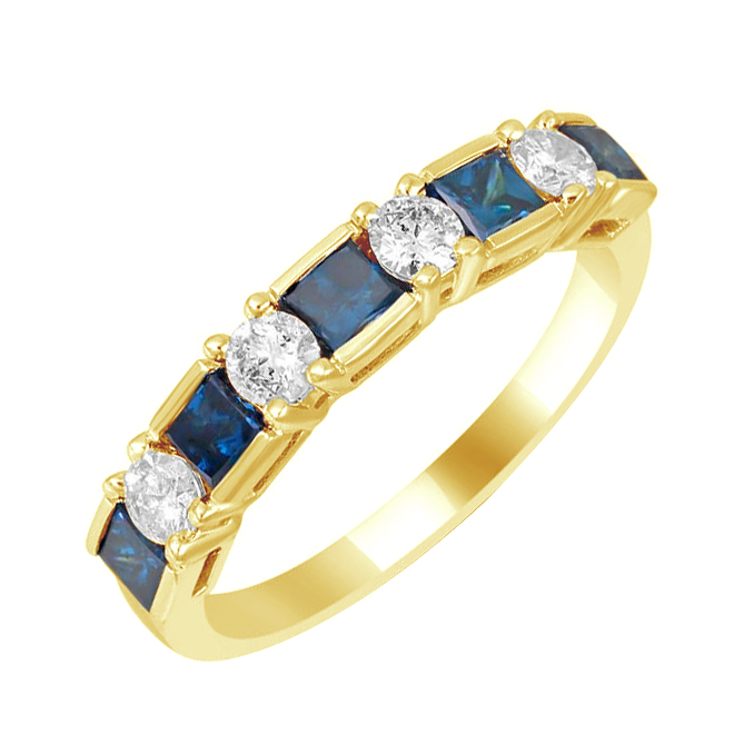 Zlatý prsten s modrými a bílými diamanty 79128