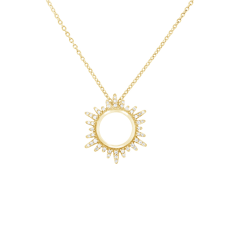 Náhrdelník ve tvaru diamantového slunce ze žlutého zlata 79698
